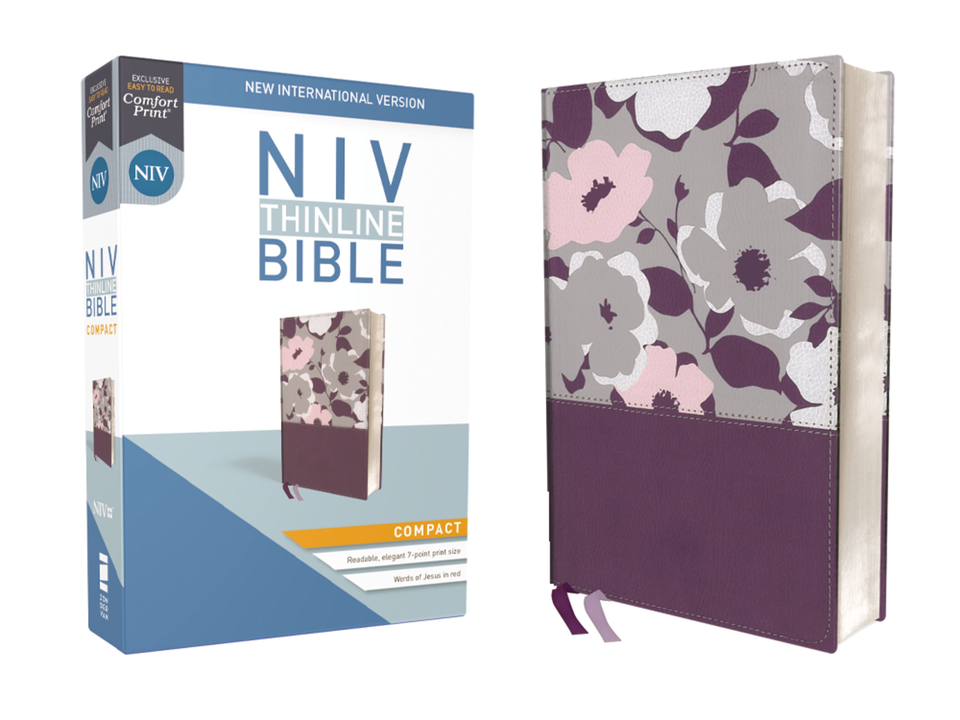 NIV, Thinline Bible, Compact, Leathersoft, Purple, Red Letter, Comfort Print