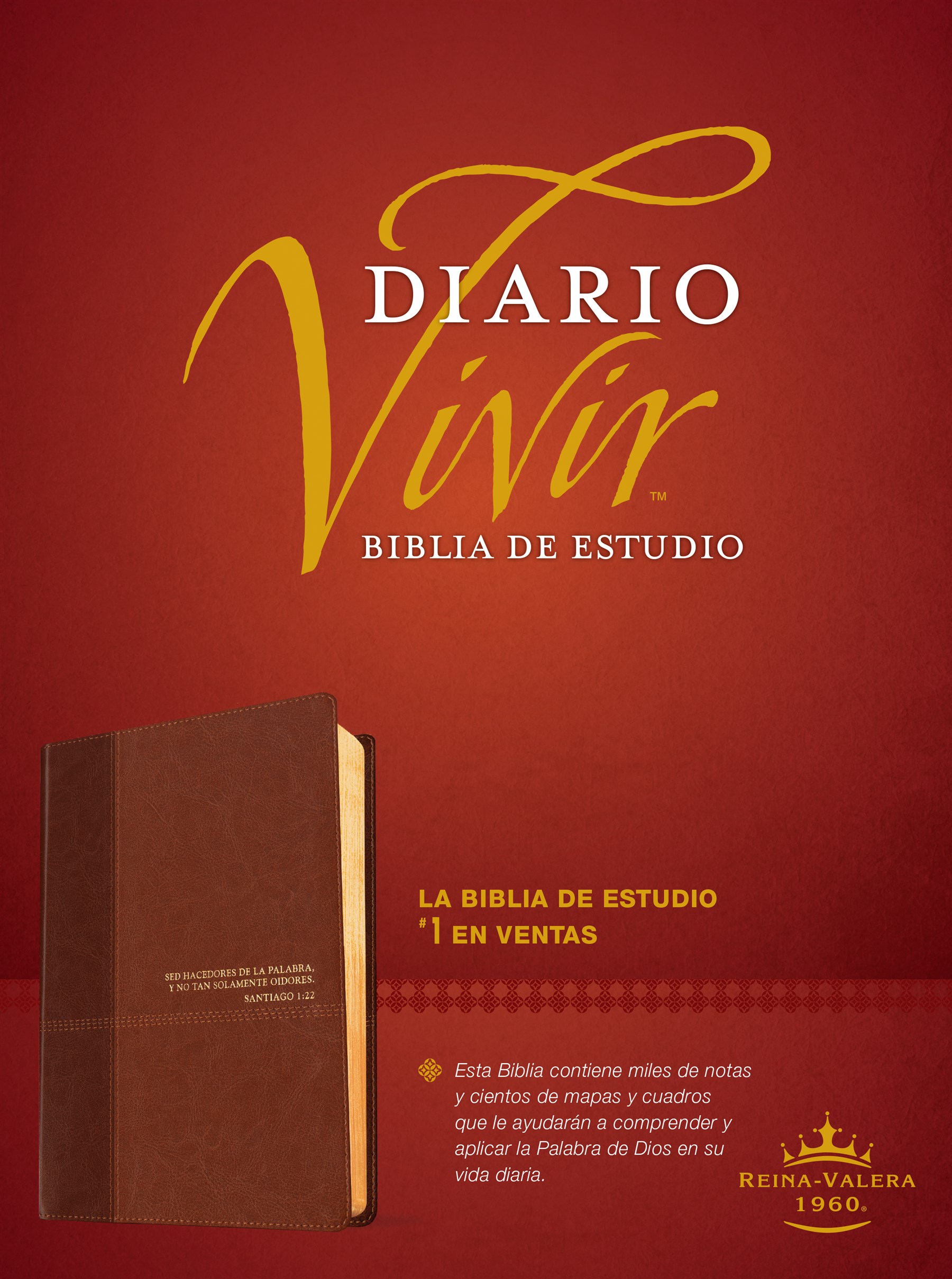 Biblia de estudio del diario vivir RVR60 (Letra Roja, SentiPiel, Café/Café claro)