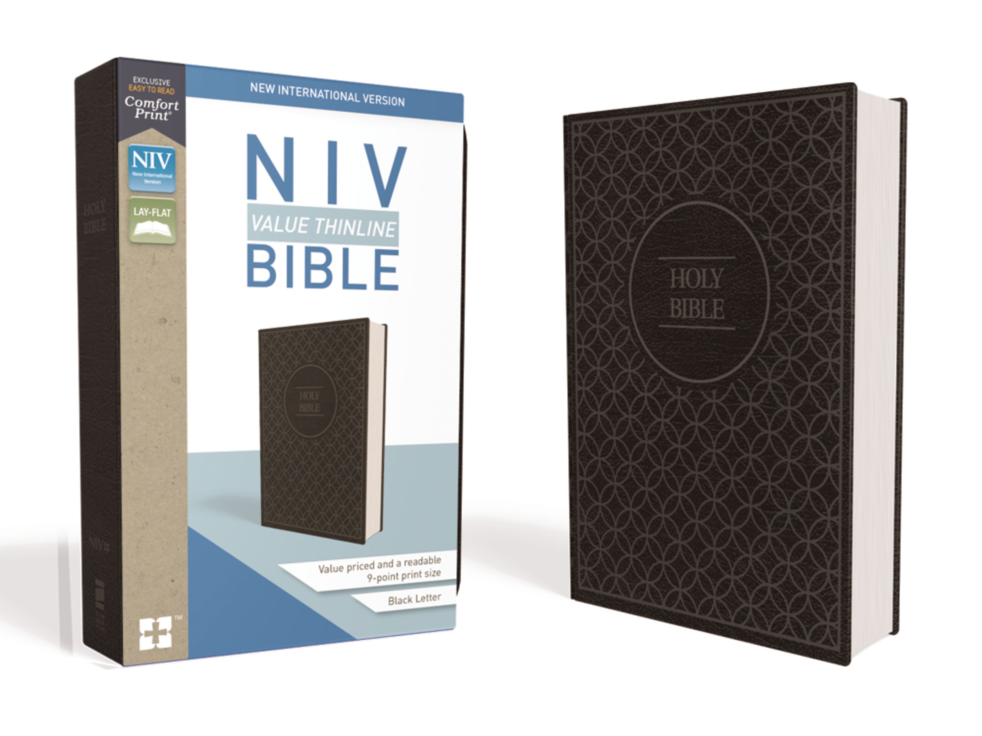 NIV, Value Thinline Bible, Leathersoft, Gray/Black, Comfort Print