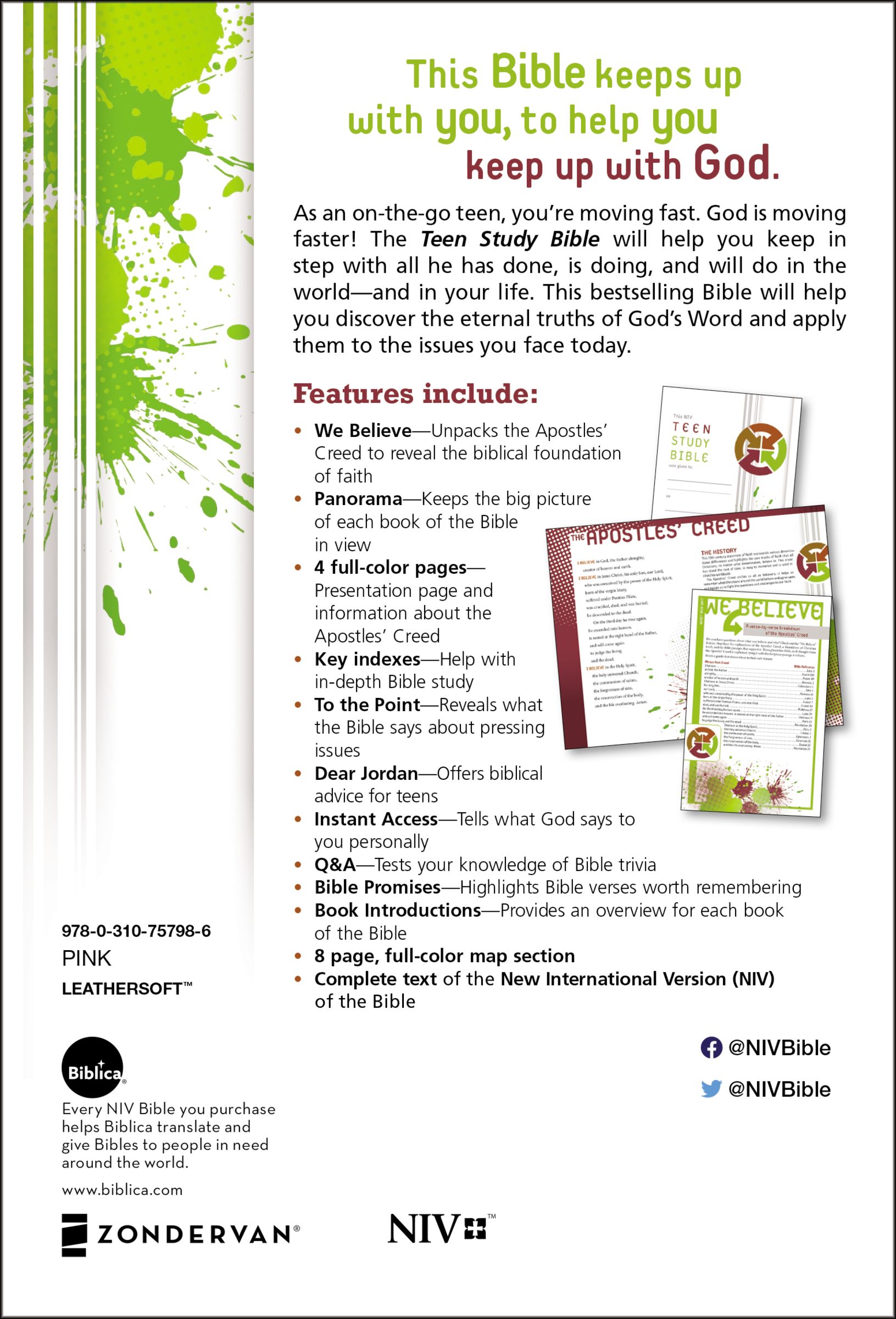 NIV, Teen Study Bible, Compact, Leathersoft, Pink